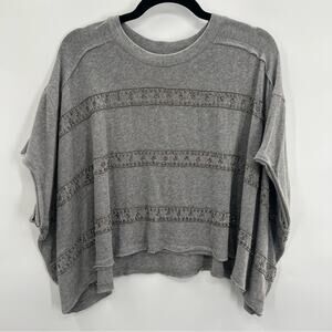 NWT Free People We The Free Sequins Embroidered Dolman Sleeve Tee Tank Top S